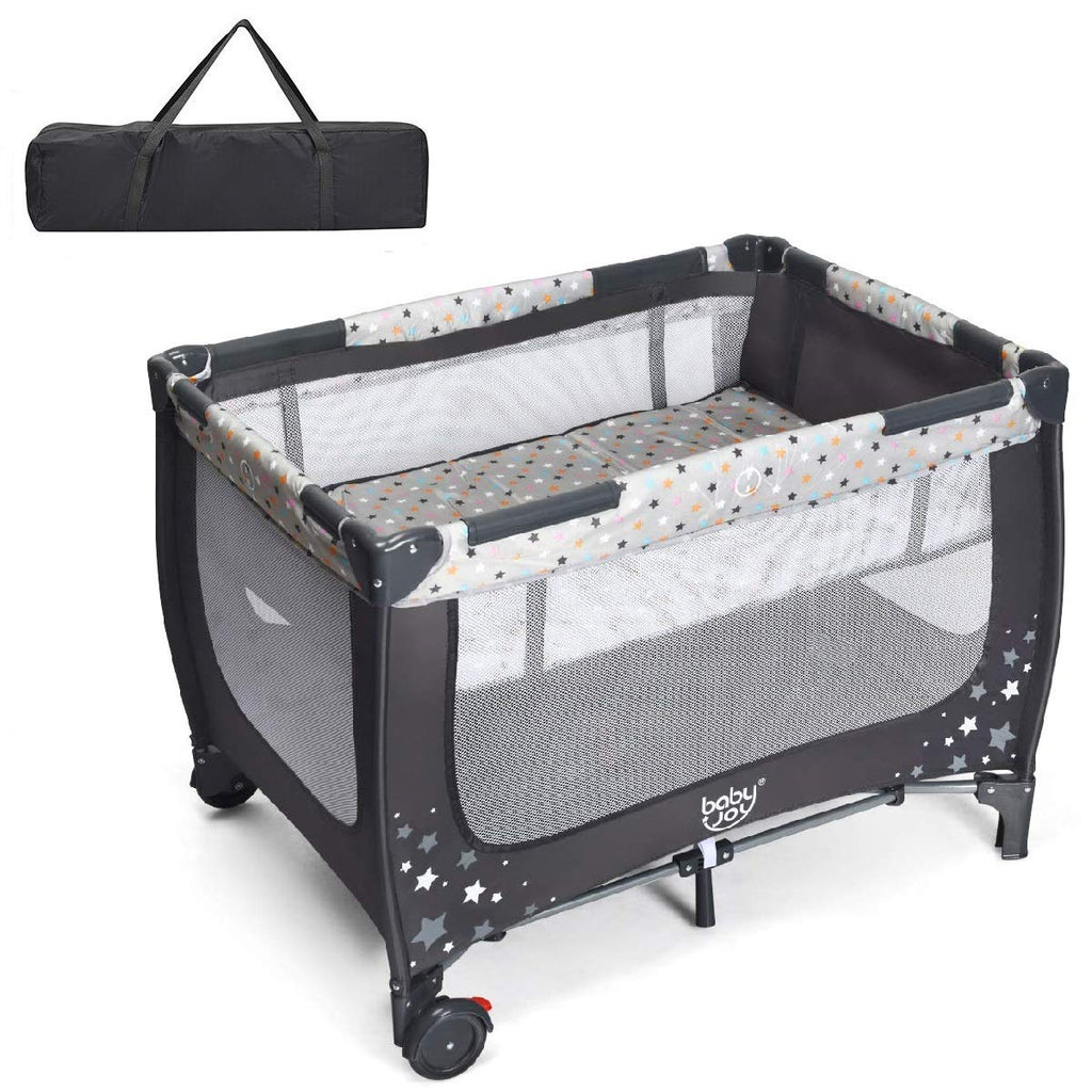 Foldable Baby Playard with Breathable Mattress and Carry Bag L303