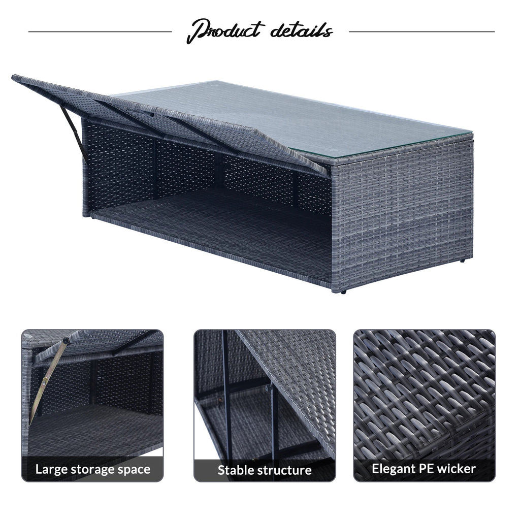 6Pcs All-Weather Wicker PE Rattan Patio Sectional Set with Coffee Table O517133