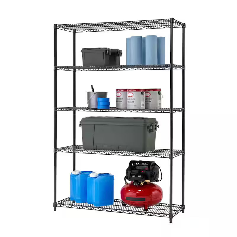 Black 5-Tier Steel Wire Shelving Unit M454