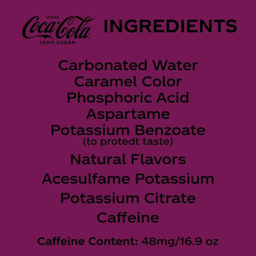 Cherry Coke Zero Sugar Soda Soft Drink, 16.9 fl oz, 12 Pack F95034