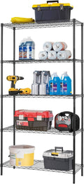 Black 5 Shelf Wire Shelving Unit, Pack of 2 Y24673