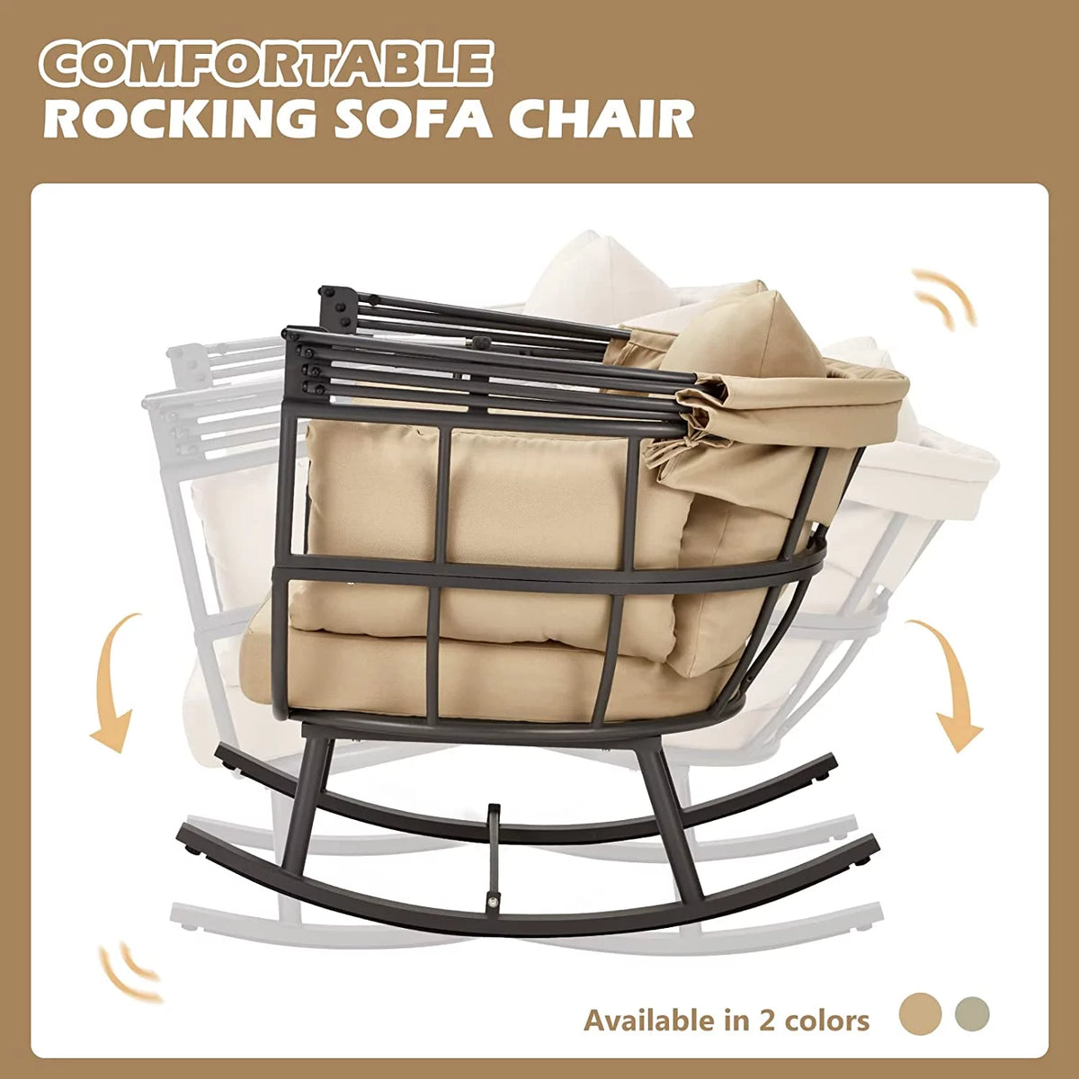 Patio Rocking Sofa Chair with Folding Canopy and Cushion G81641