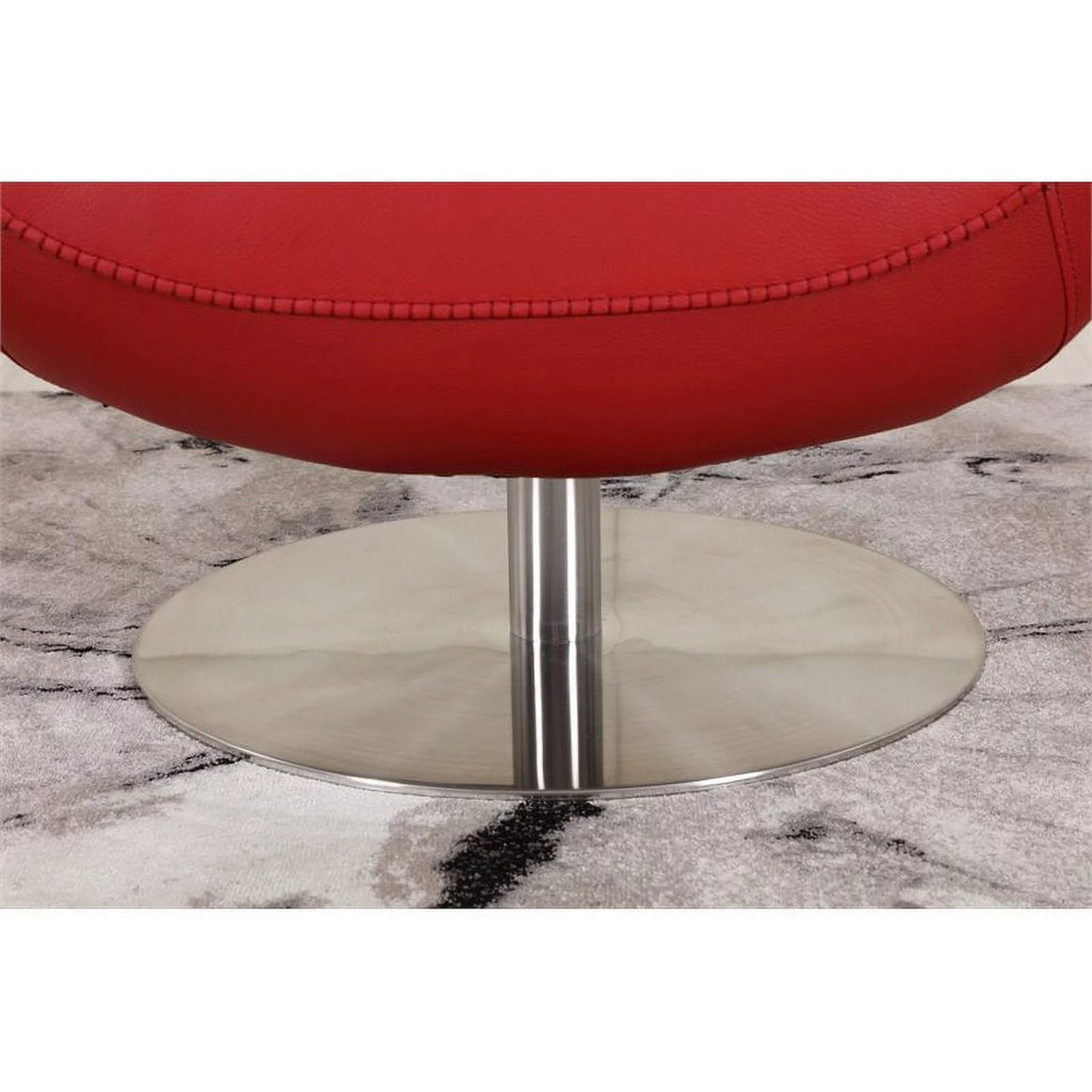 Red Italian Leather Lounge Chair L5456