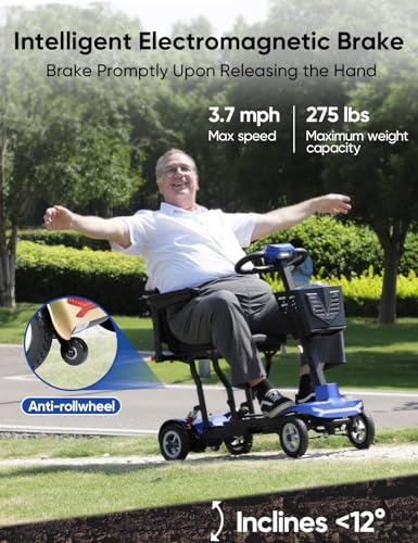 37.5 lbs Ultra Lightweight Folding 4 Wheel Mobility Scooter, Blue W983320