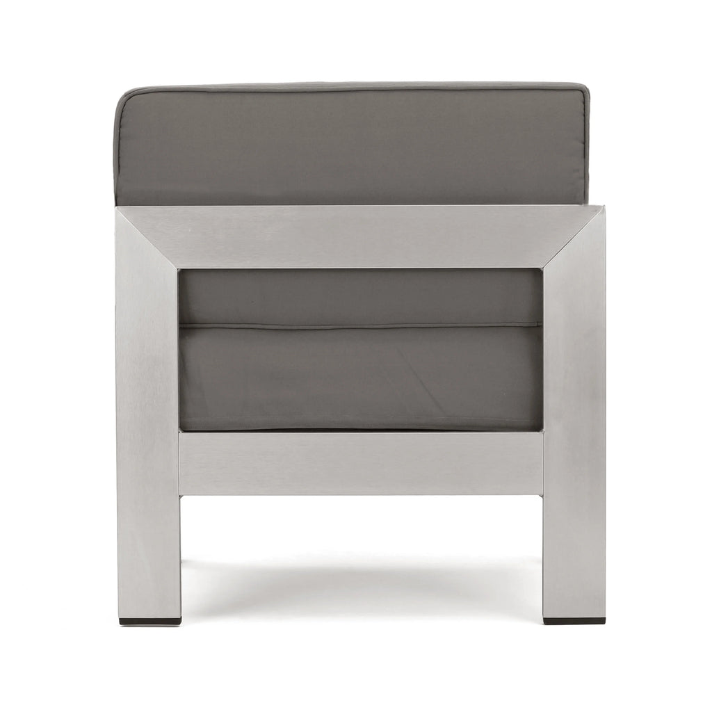 Silver and Khaki Outdoor Aluminum 9 Seater Sectional Sofa Set with Ottoman M6226
