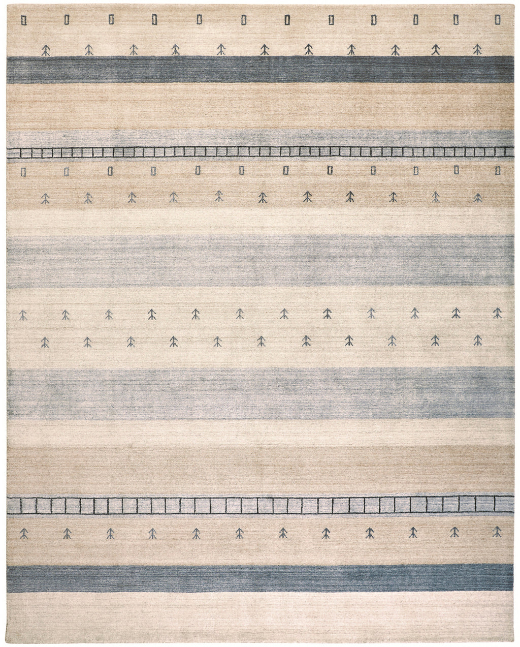 Ivory Tan Gray Handmade Area Rug U7831