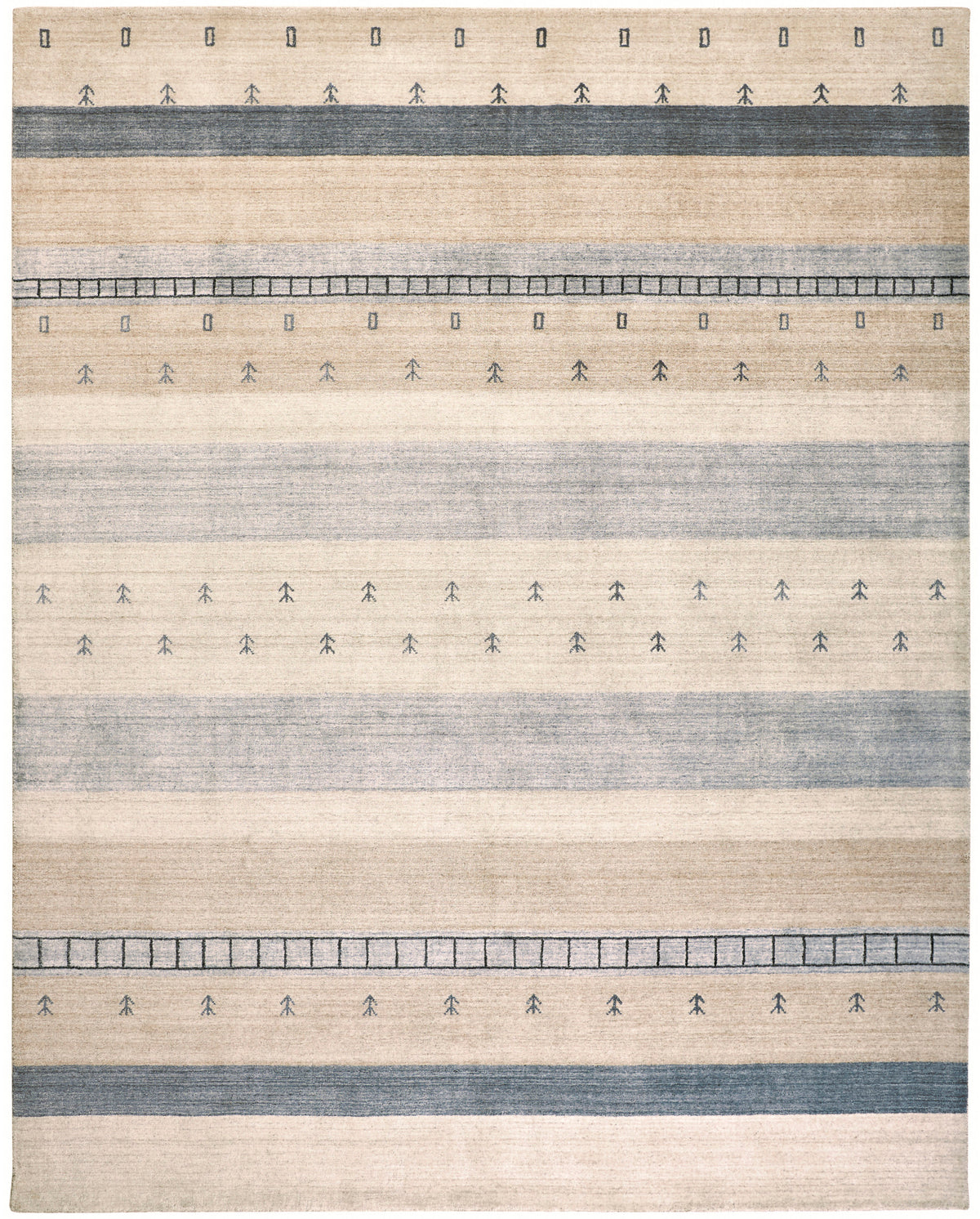 Ivory Tan Gray Handmade Area Rug U7831