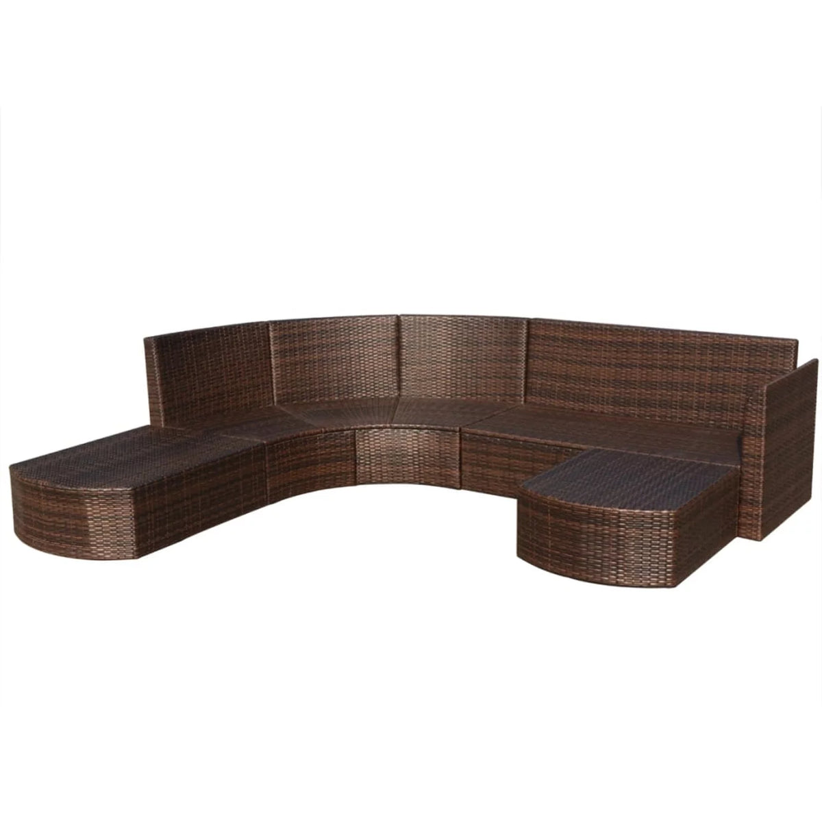 4 Piece Cushioned Corner Sofa with 2 Ottoman Brown Poly Rattan Outdoor Conversation Set S461