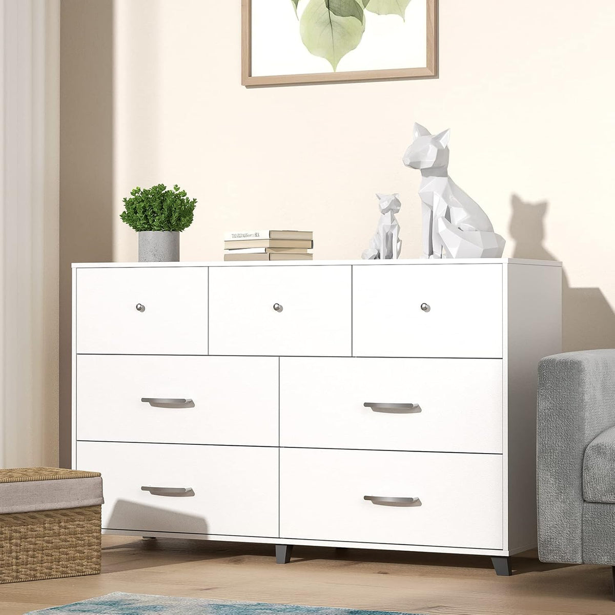 White 6-Drawer Vertical Dresser Z221