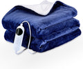 Blue 50" x 60" Flannel Electric Heated Blanket with Hand Controller D99389