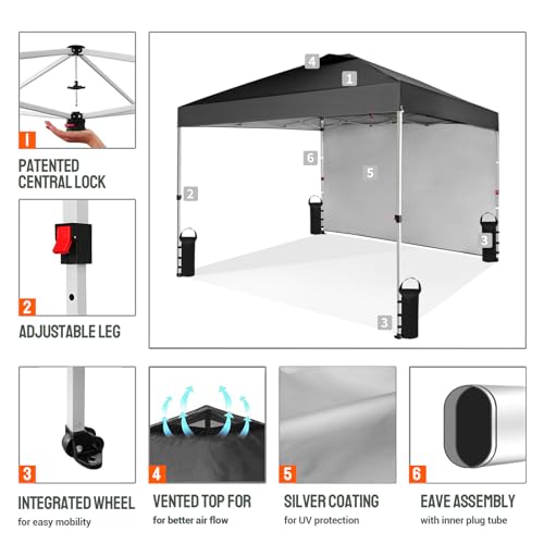 10x10 Pop Up Canopy with 1 Side Wall White A94317