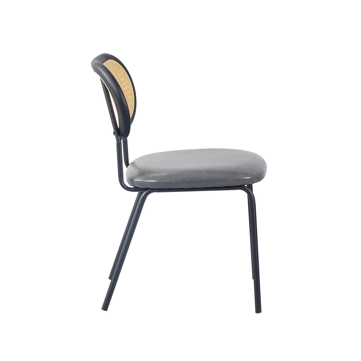 Light Gray Set of 4 Upholstered Dining Chairs with Black Metal Legs T961