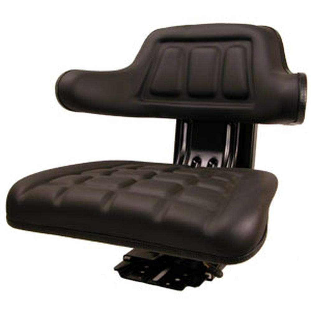 Black Universal Tractor Seat with Full Suspension and Adjustable Angle Base T377350
