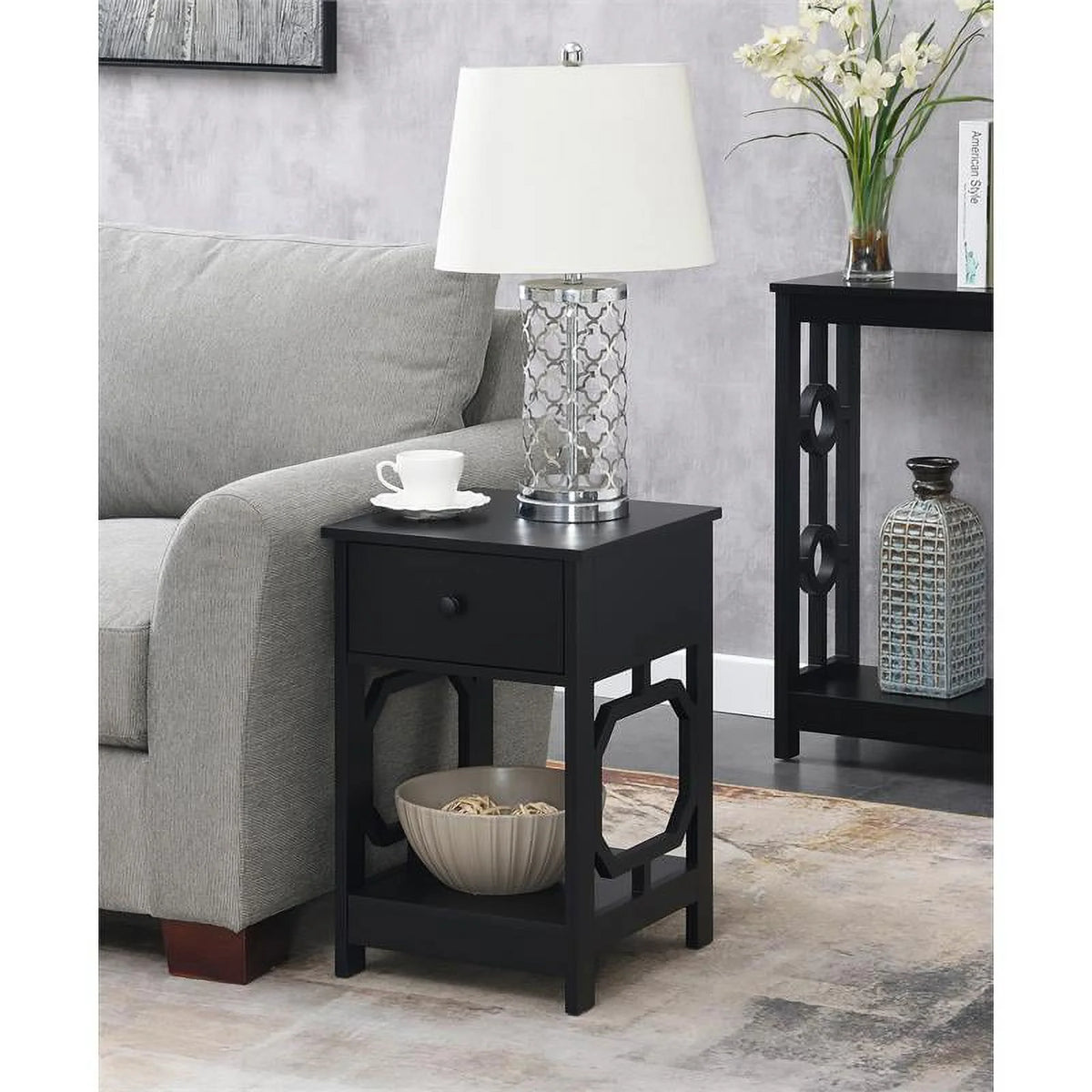 Black One-Drawer End Table Set of 2 Z811