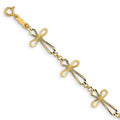 14 Karat Yellow Gold Diamond Cut Open Cross Bracelet V660