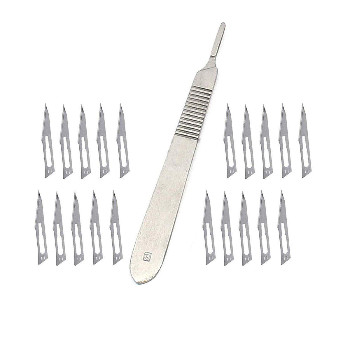 1 Stainless Steel Scalpel Knife Handle #3 with 20 Sterile Blades #11 U27703