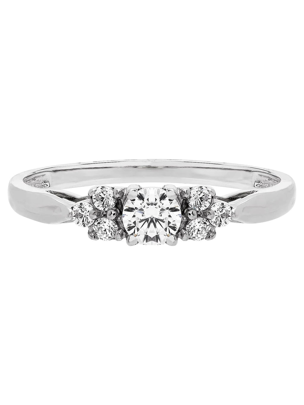 Cubic Zirconia Engagement Ring in 10K White Gold R7107