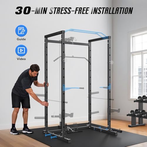 Power Cage Squat Rack with Cable Crossover System O415237