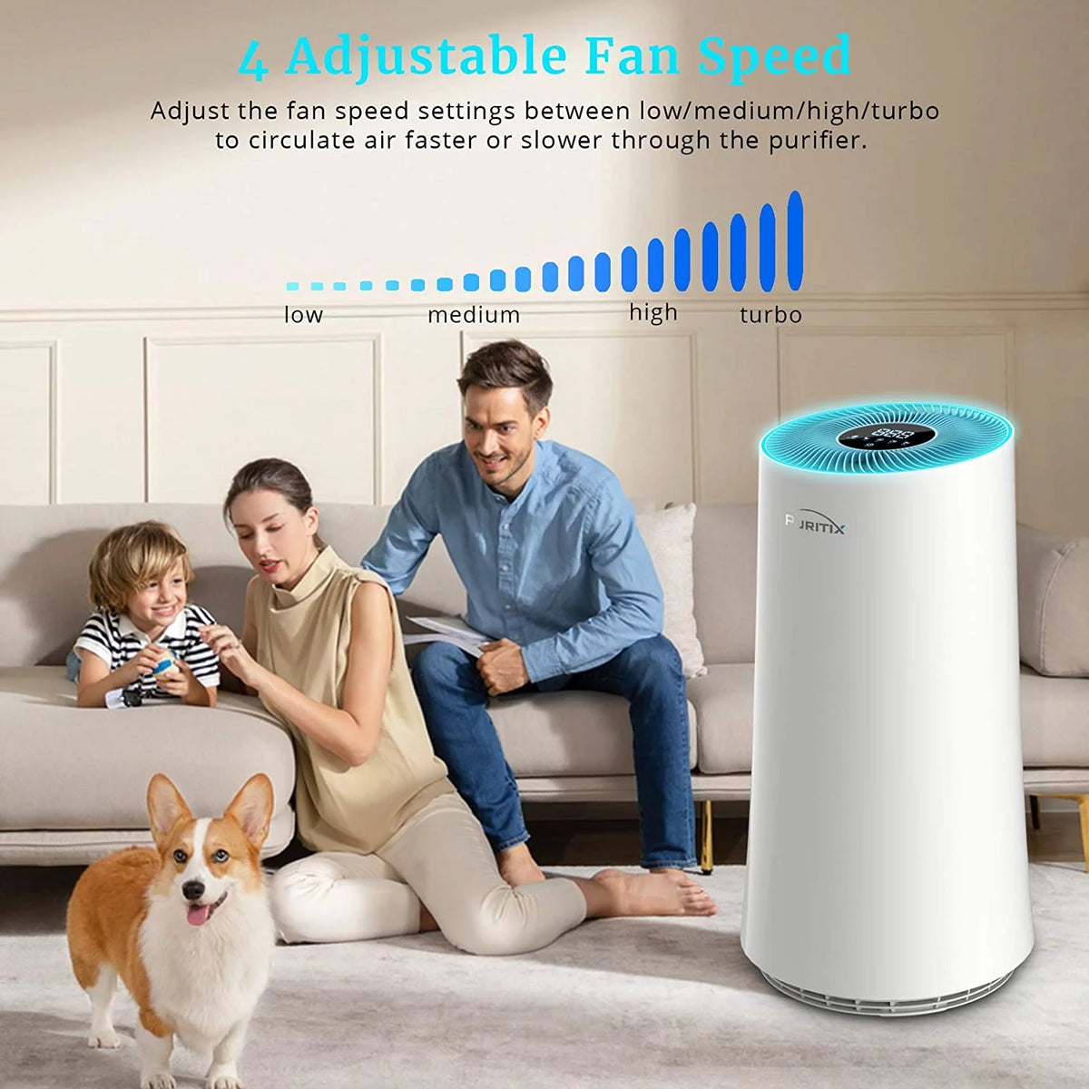 H13 True HEPA Air Purifier, Blue, 13*13*24 inch Y54917