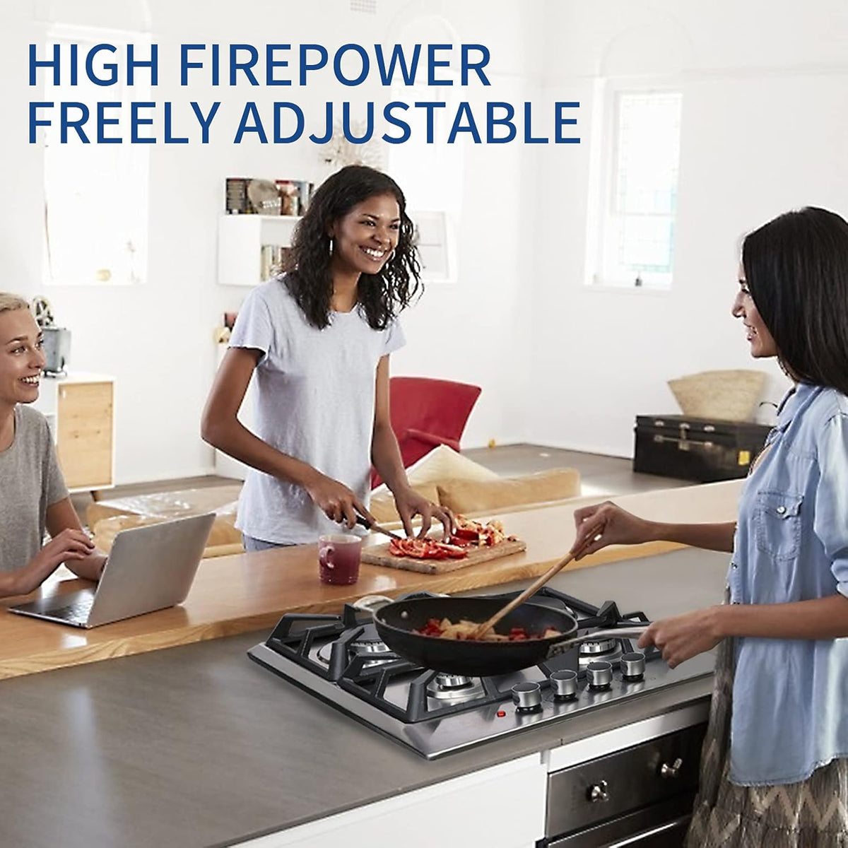 24×20 Inches Stainless Steel Gas Cooktop with 3 Sealed Burners +1 Electric Stove F724