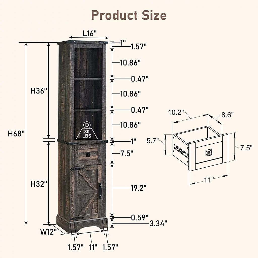 Bathroom Storage Cabinet with Door and Drawer S523