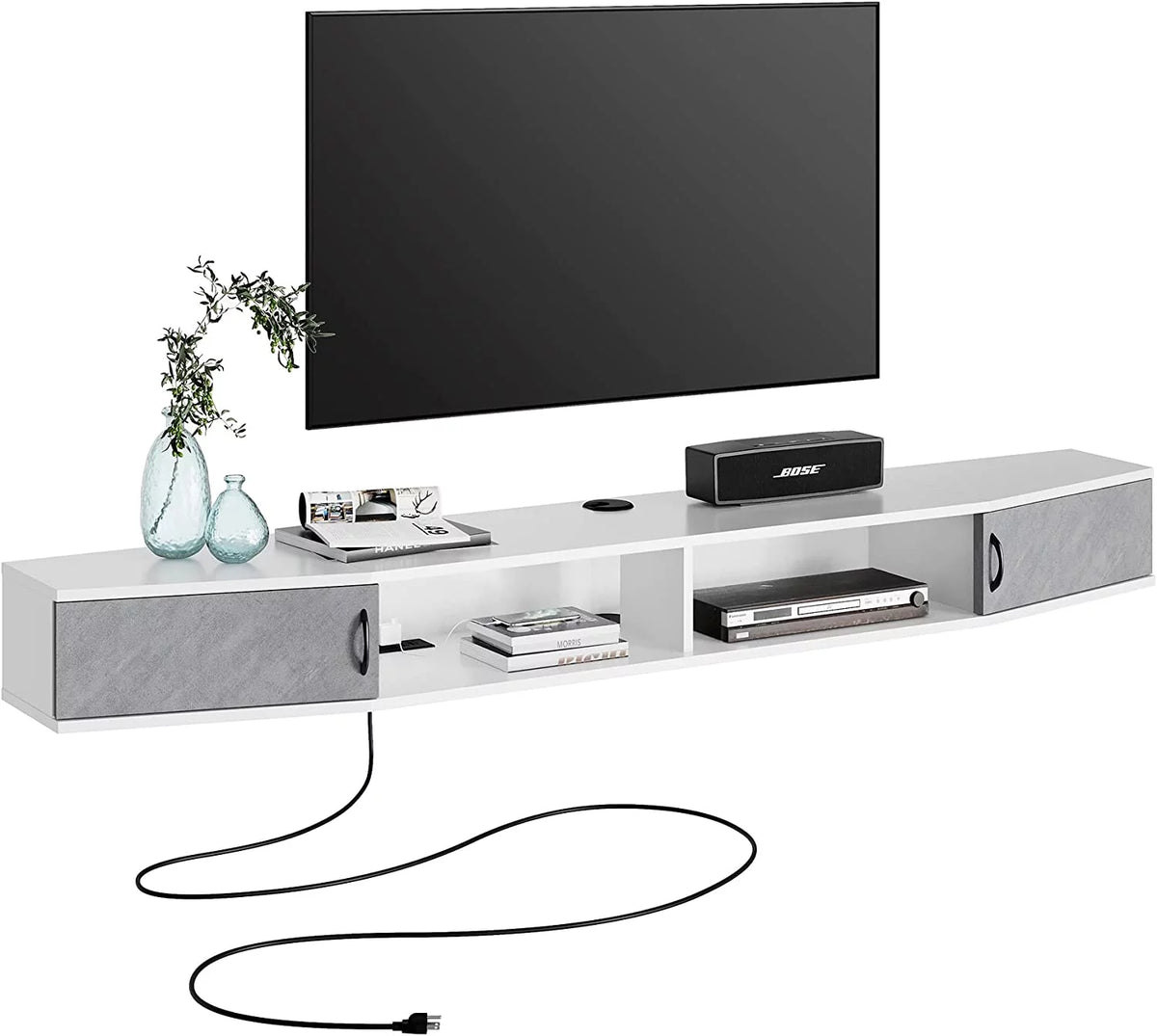 Black Floating TV Stand Wall Mounted Shelf E643566