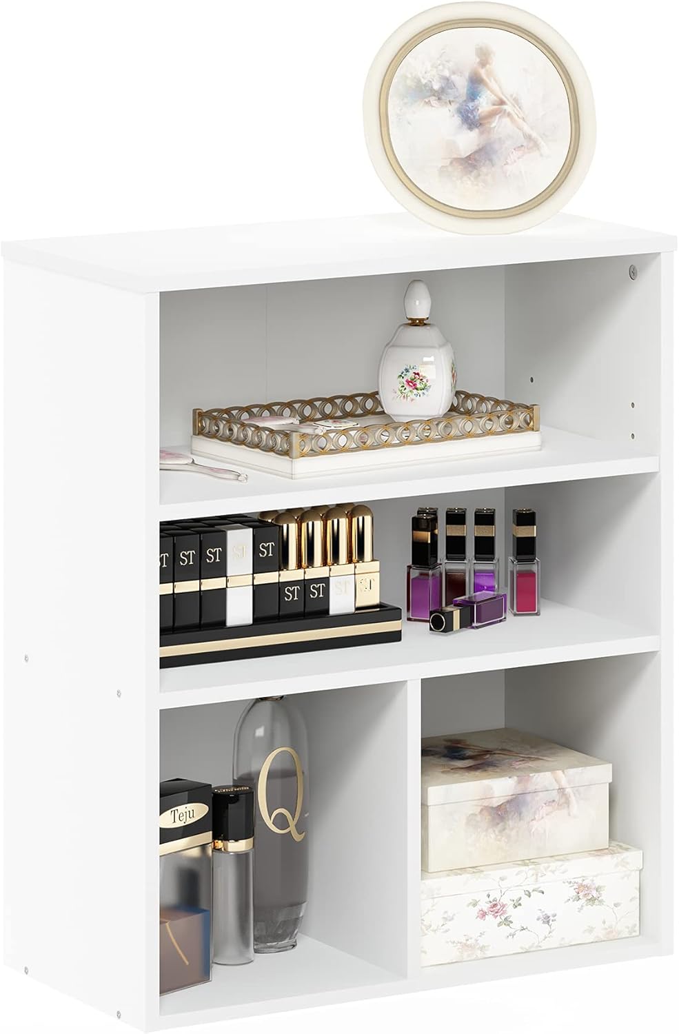 3 Tier White Bookcase S3330