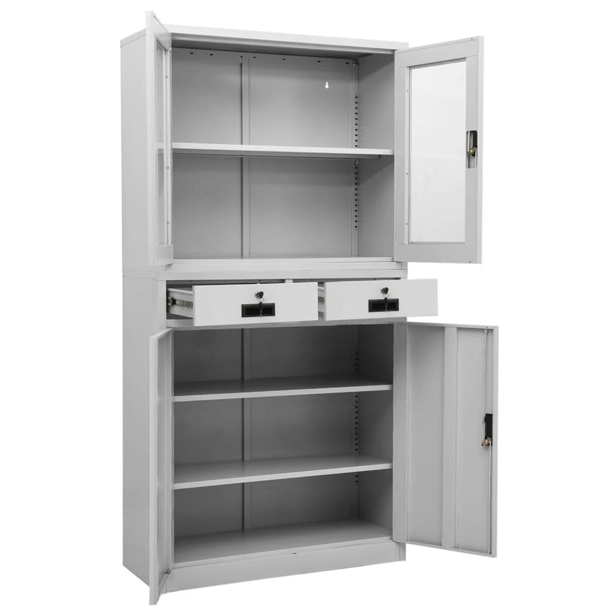 Light Gray 2 Drawer Steel and Glass Door File Storage Cabinet Z590504