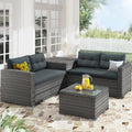 4 Pieces Patio Wicker Sofa Set with Cushions and Coffee Table X224