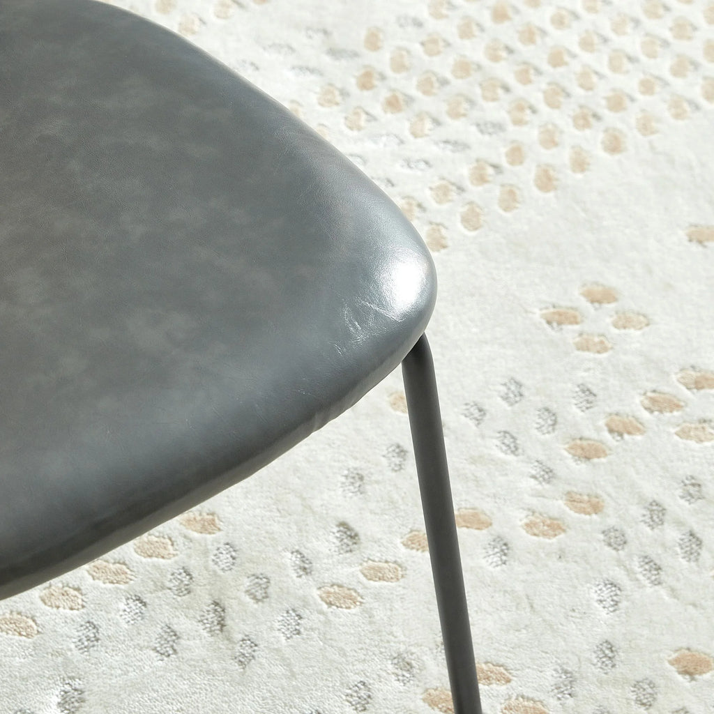 Light Gray Set of 4 Upholstered Dining Chairs with Black Metal Legs T961