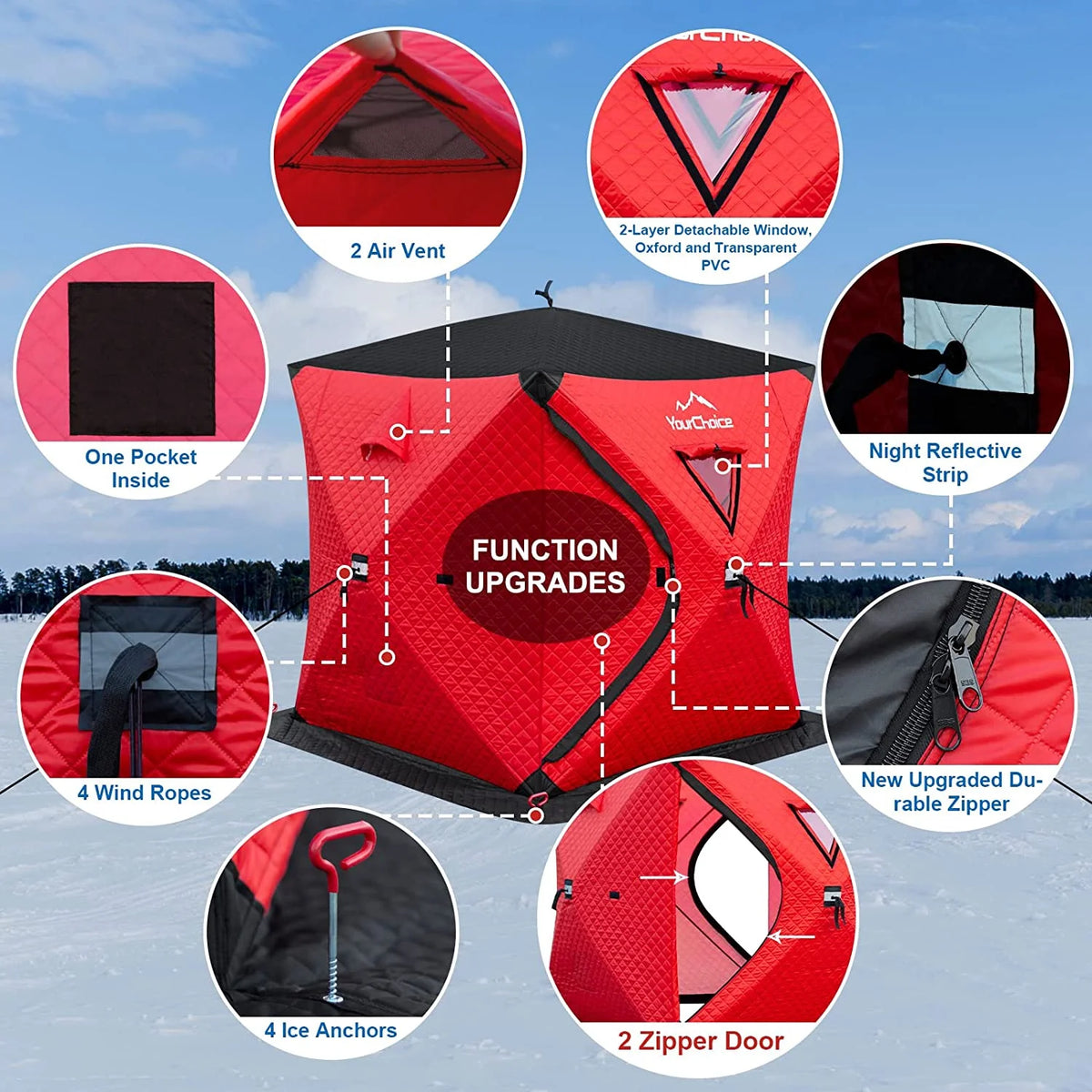Pop Up 3-4 Person Insulated Ice Fishing Shelter I963670