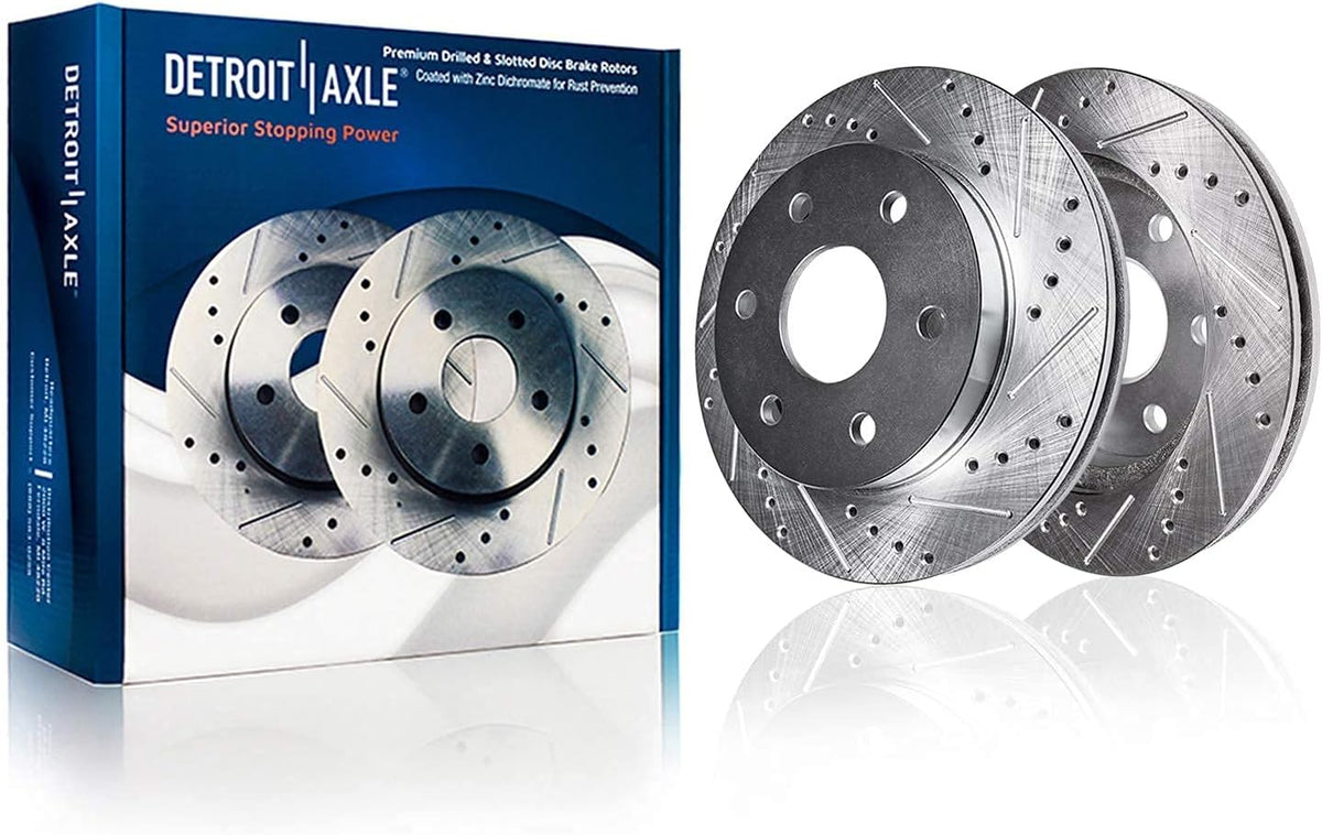 Drilled Slotted Disc Brake Rotors with Brake Pads 6pc Set P47890