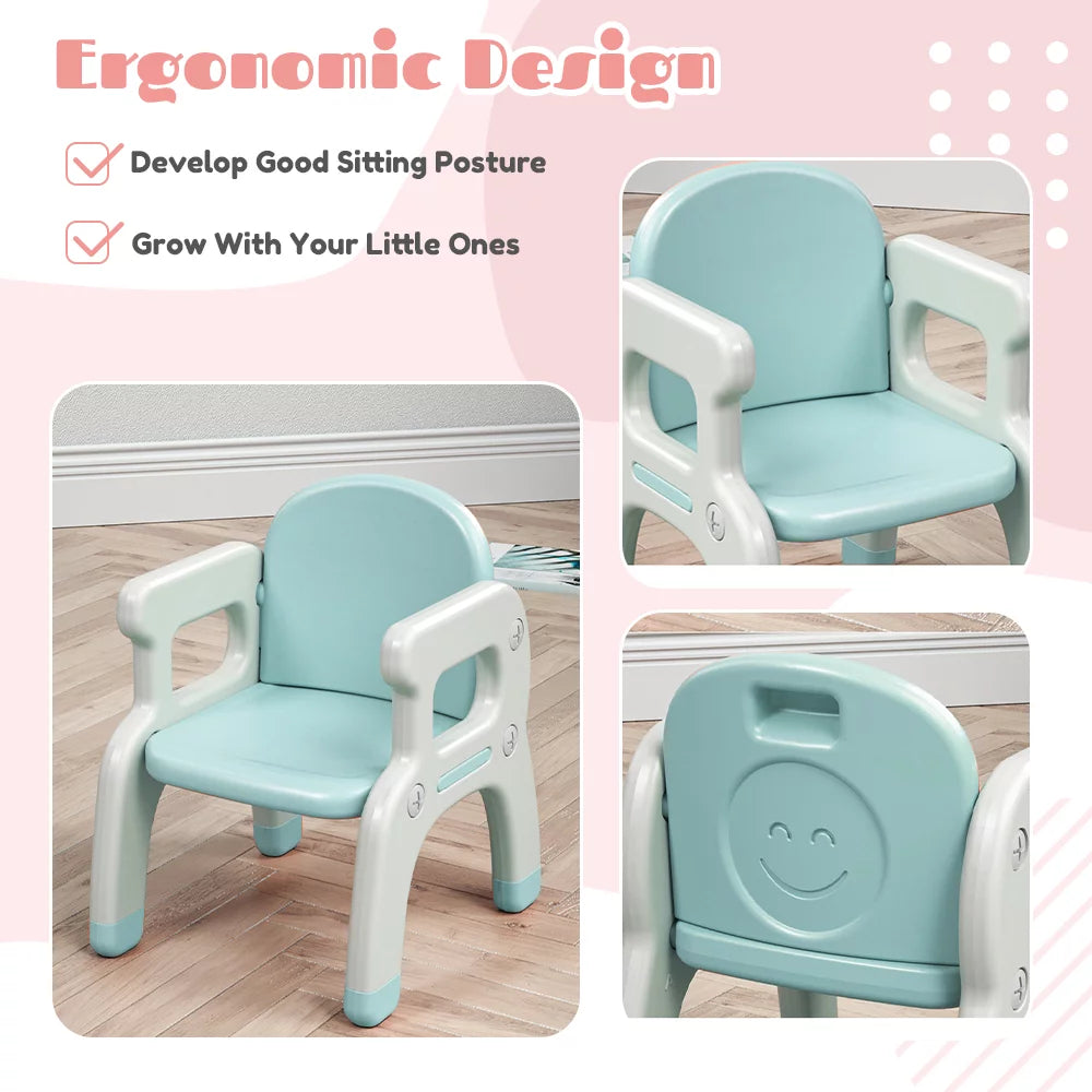 Kids Learning Desk and 2 Chairs Set Blue U950745