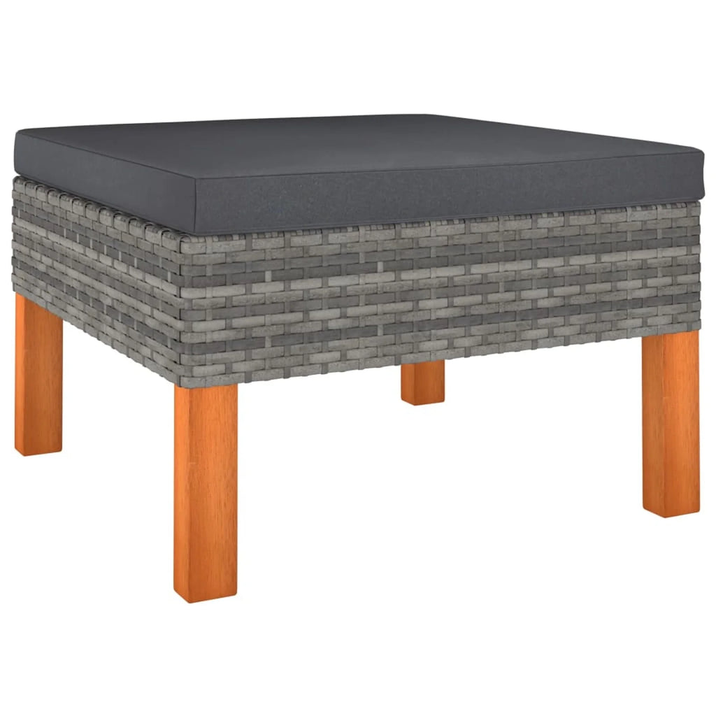 4 Piece Poly Rattan Garden Set with Cushions Gray F87506
