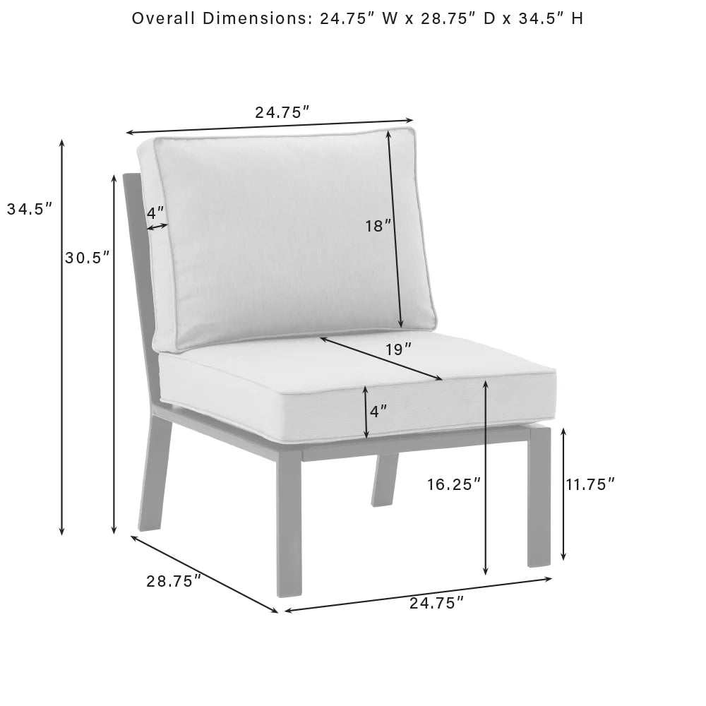 Outdoor Metal Sectional Center Chair Taupe Matte Black W467