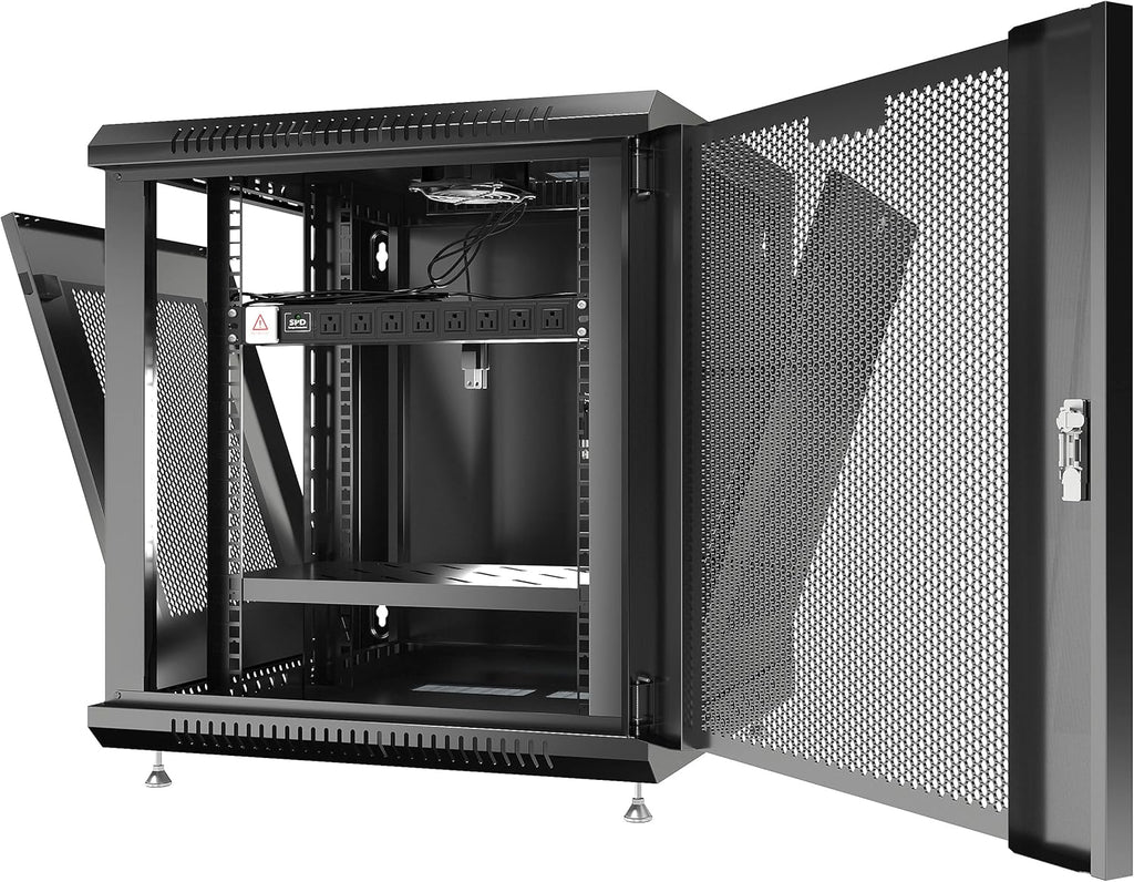 Locking Wall Mount Server Rack 12U with Casters and Shelf O236097
