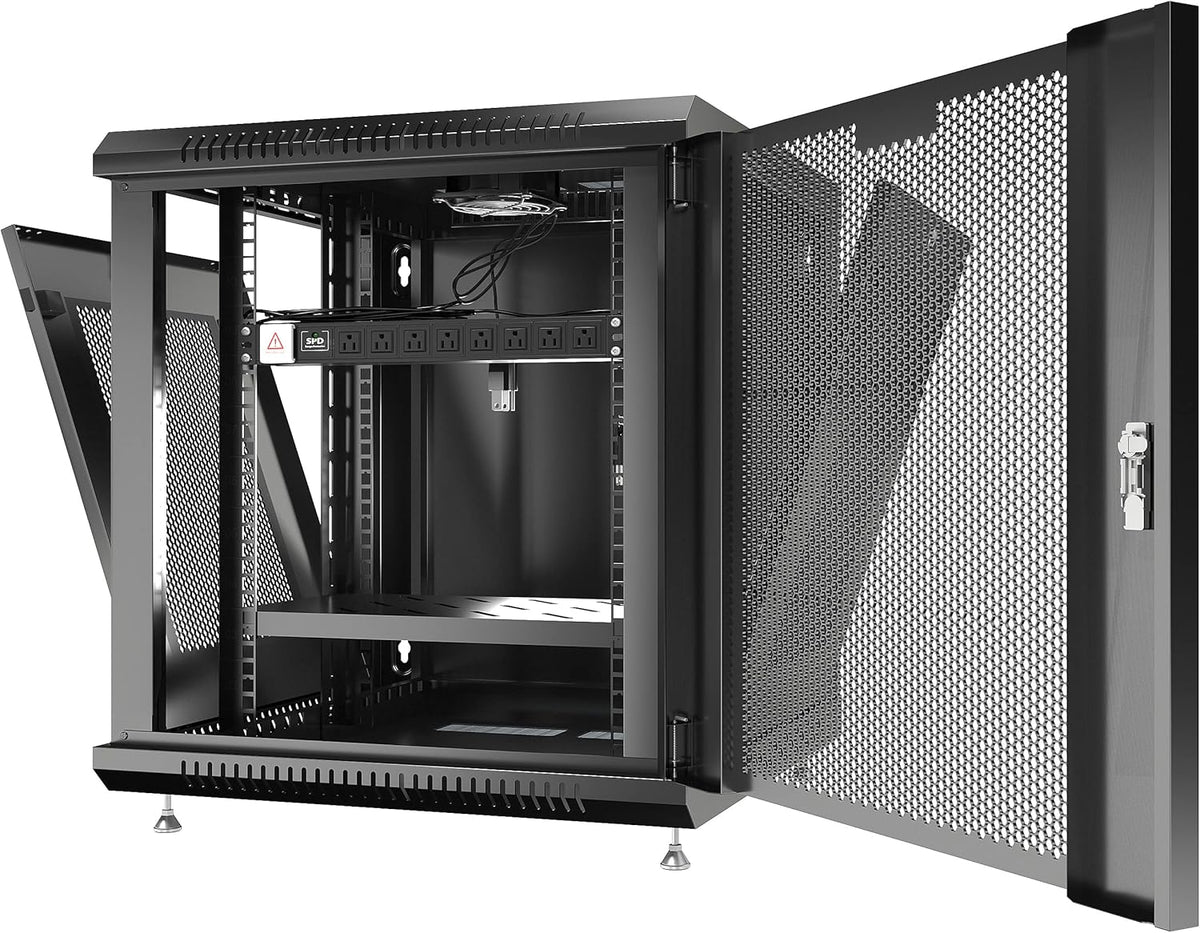 Locking Wall Mount Server Rack 12U with Casters and Shelf O236097