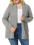 Plus Size Open Front Long Sleeves Kimono Cardigan A4142