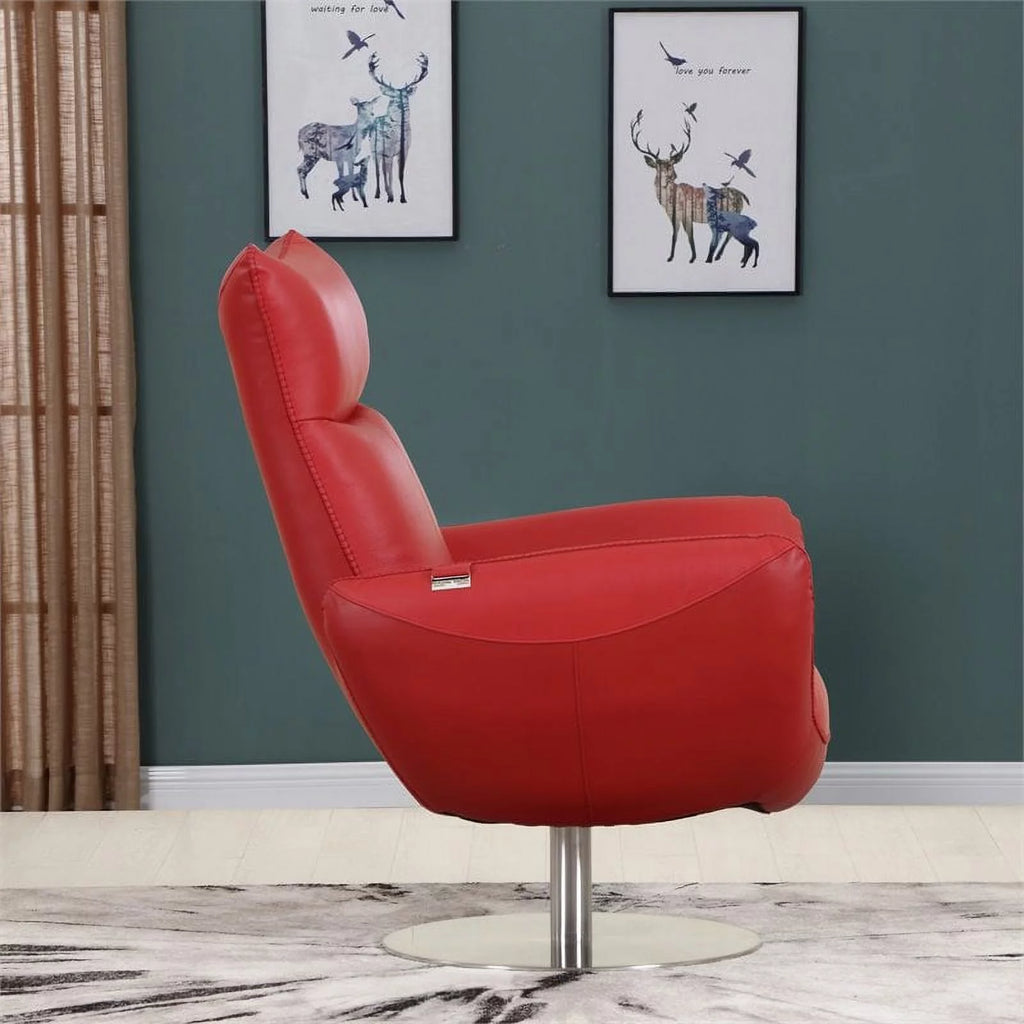 Red Italian Leather Lounge Chair L5456