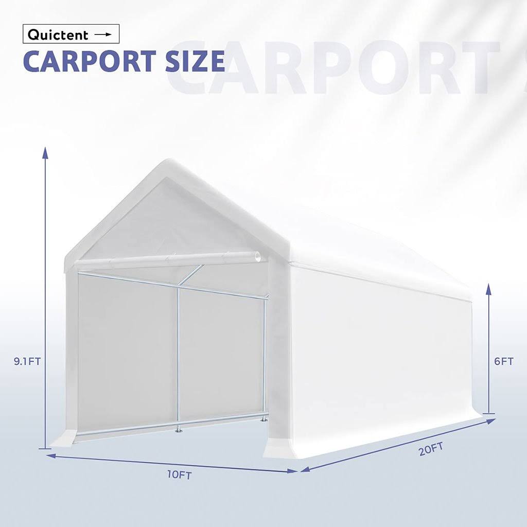 Heavy Duty Car Shelter with Sidewalls White L12499
