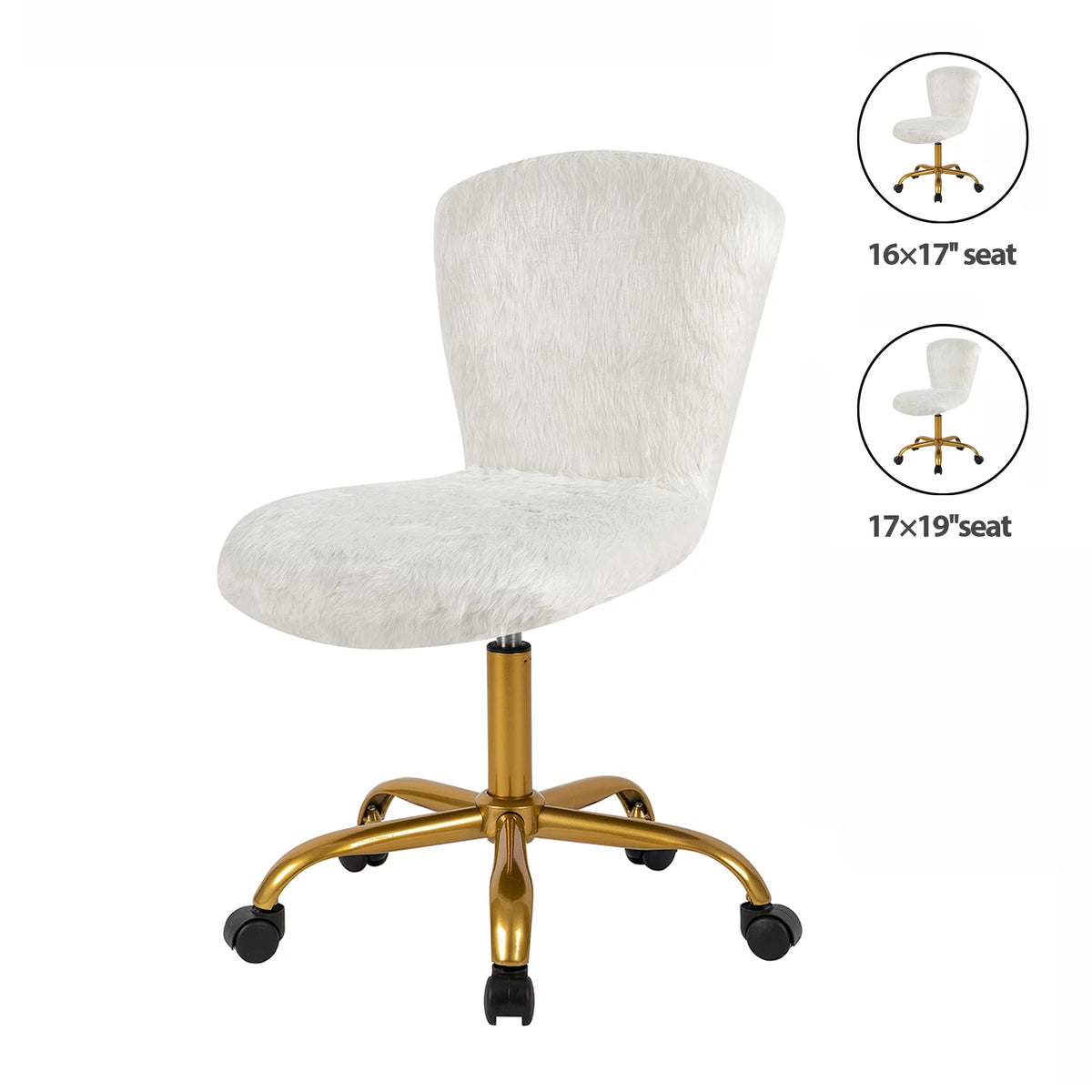White Faux Fur Adjustable Swivel Vanity Chair K42173