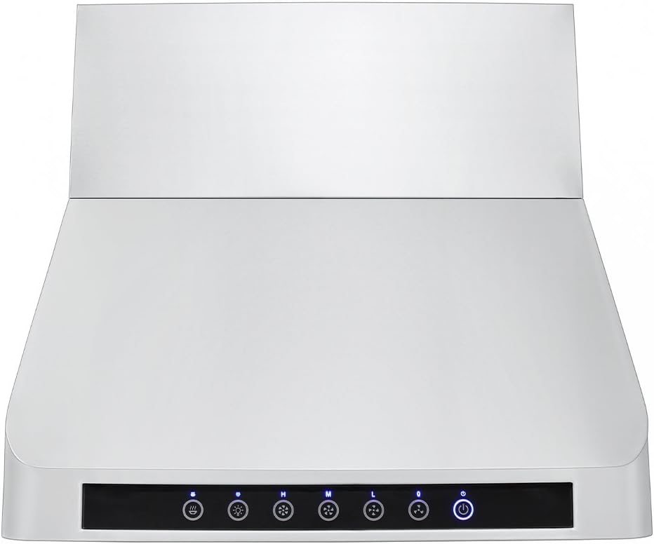 Stainless Wall Range Hood, 1000 Max CFM, 4 Speed, 30 36 42 48 54 60 inch Z750