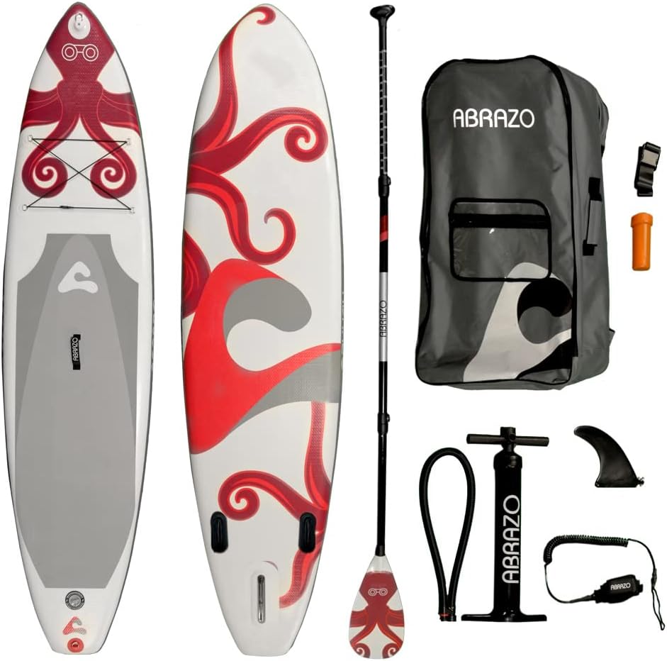 Inflatable Stand Up Paddle Board with Carry Bag, Pump, Fins, Paddle, Ankle Leash, and Repair Kit A3911