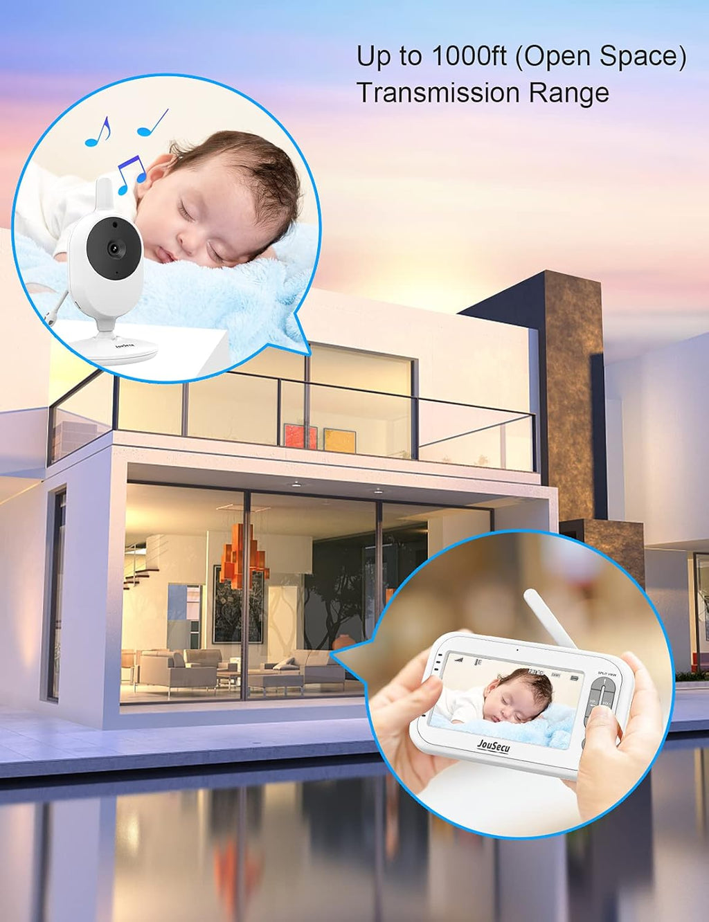Baby Monitor with Camera and Audio 4.3 Inches LCD Split Screen Q876