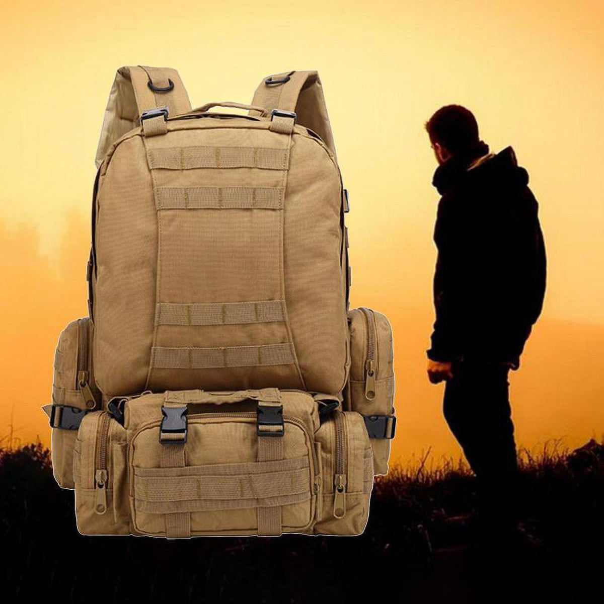 Khaki 55L Travel Backpack L1809