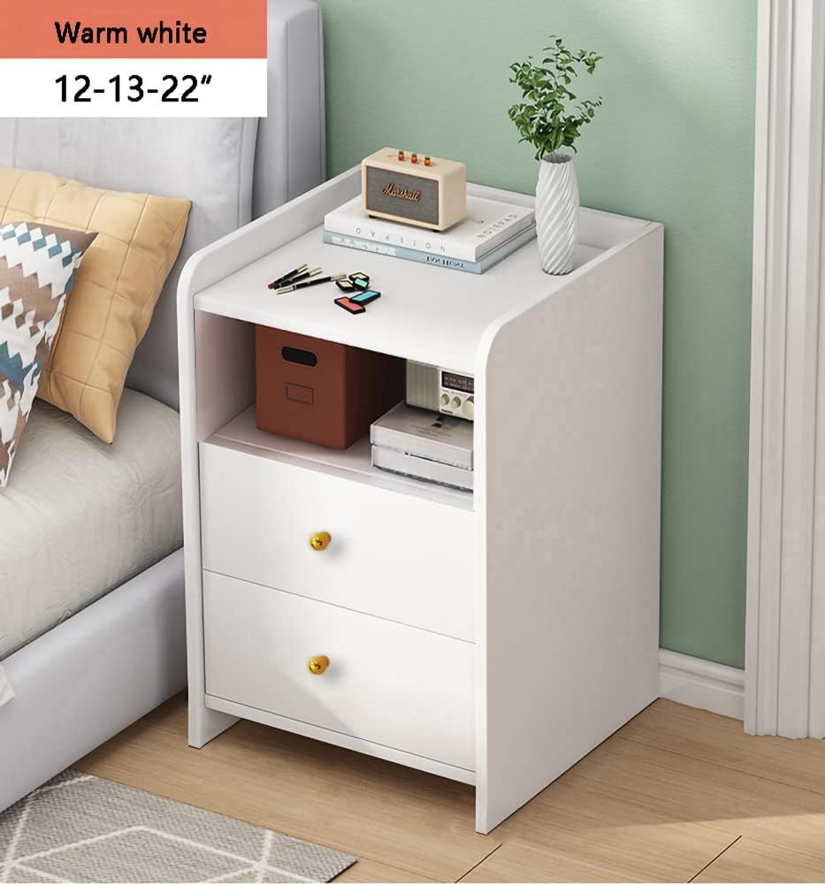 White Nightstand with Drawers Y968980