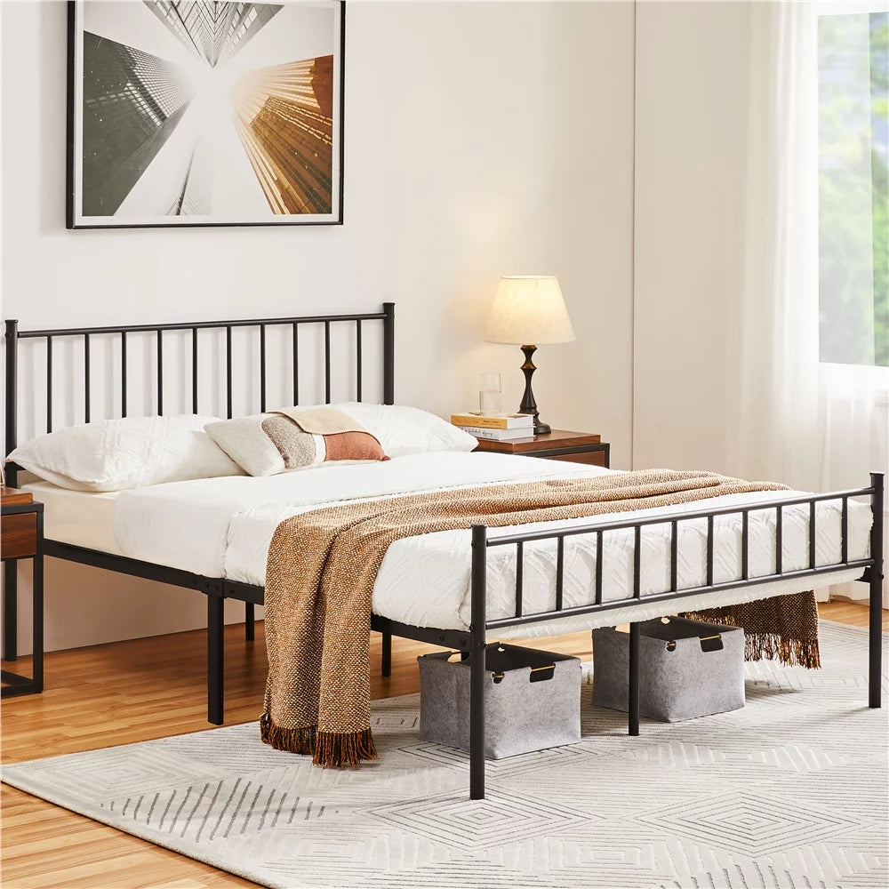Black Full Metal Bed with Spindle Headboard and Footboard D569880