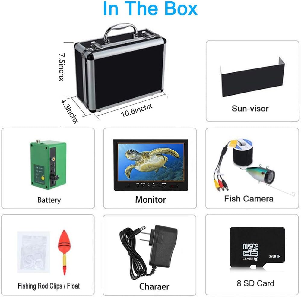 Underwater Fishing Camera with DVR 9 inch Color Monitor HD 1000TVL 30m Cable H2549