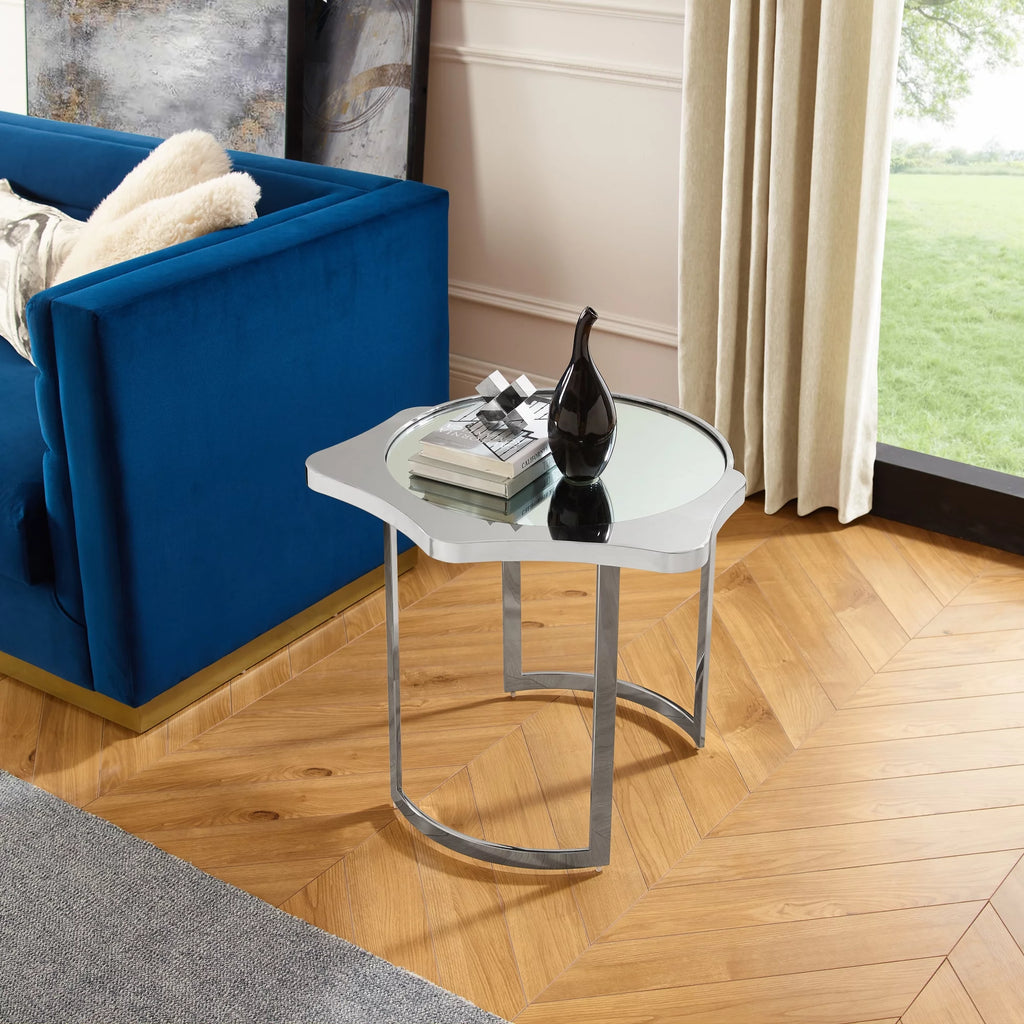 Abstract End Table with Mirrored Top B7207