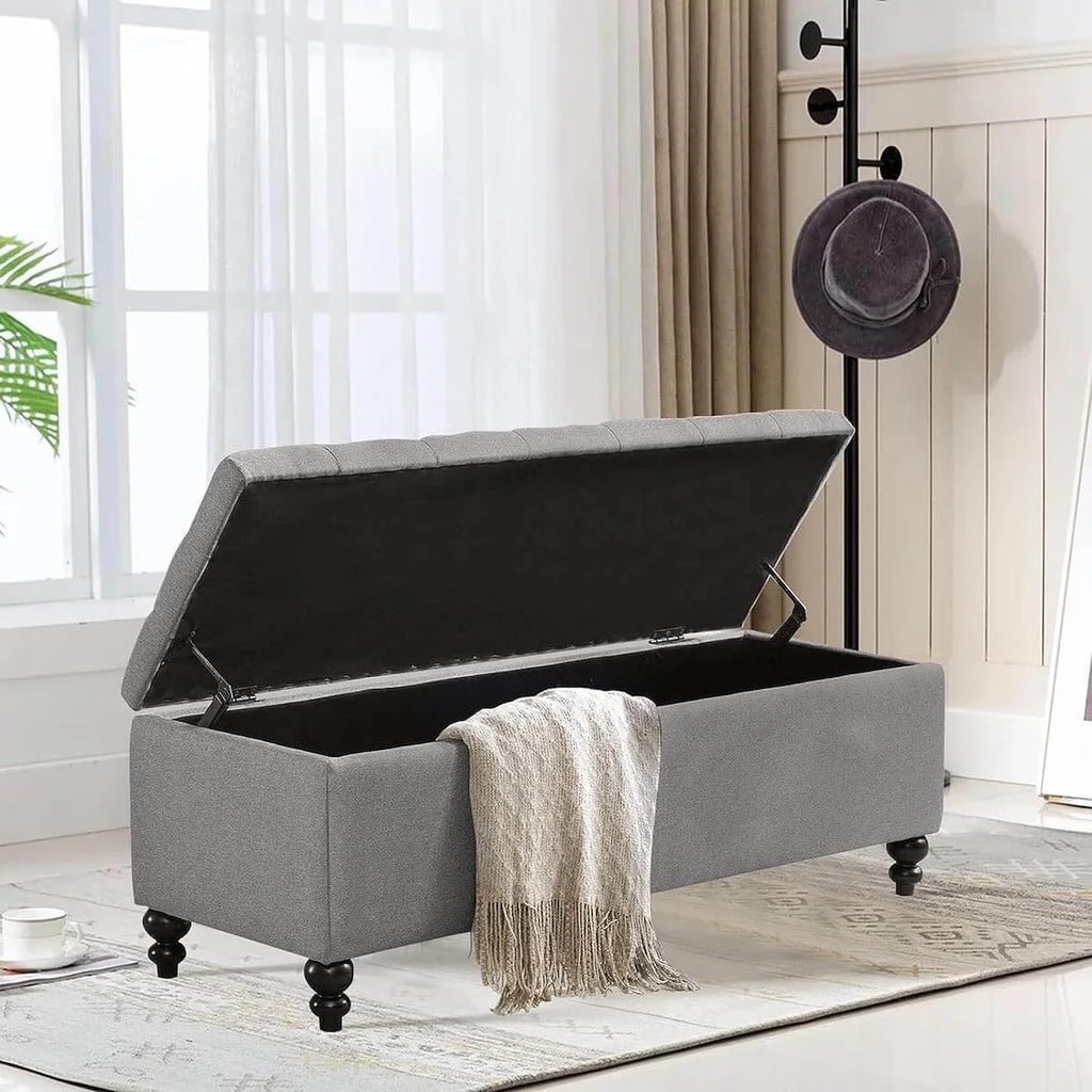 Grey Upholstered Storage Ottoman O68051